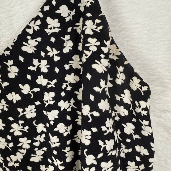 Something Navy Black and White Floral Cami Top Tank Spaghetti Straps Size XXS - Picture 2 of 10